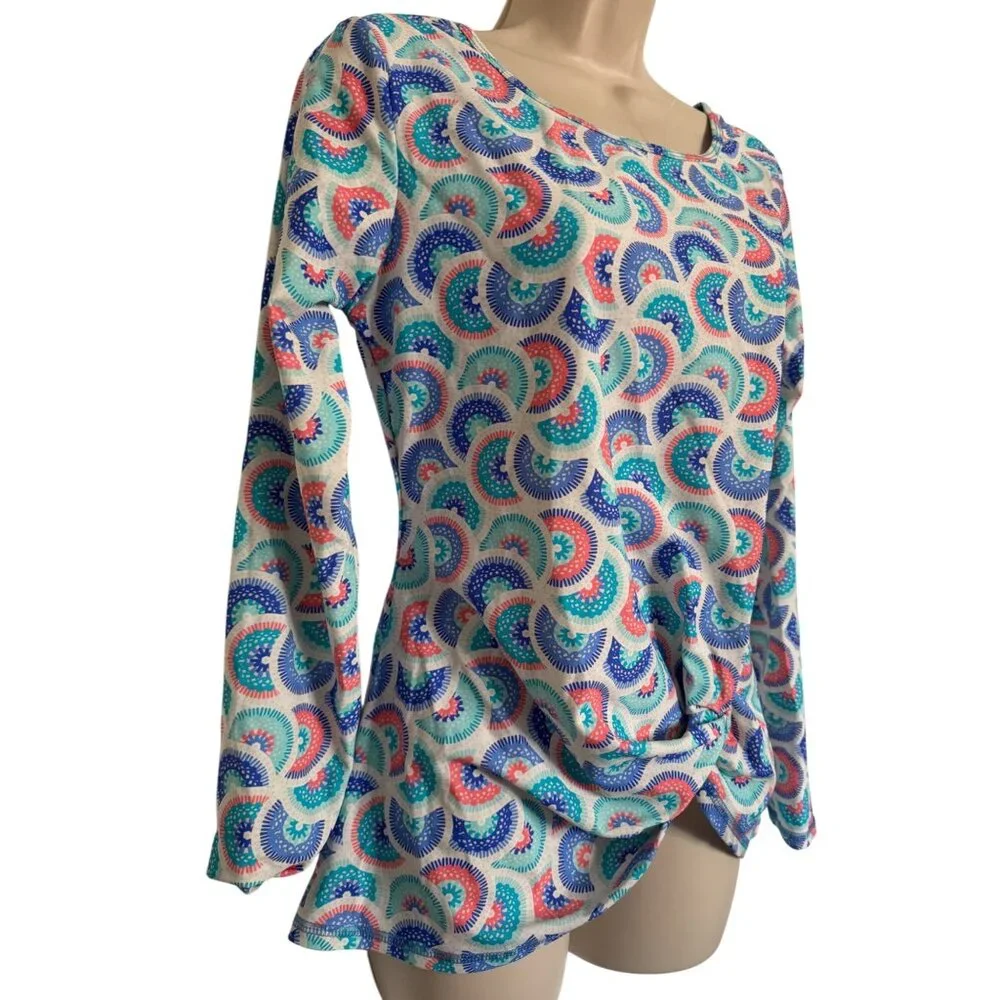 Aqua Sol Women's Medium Rash Guard UPF 50+ Long Sleeve Print NWT Swimsuit